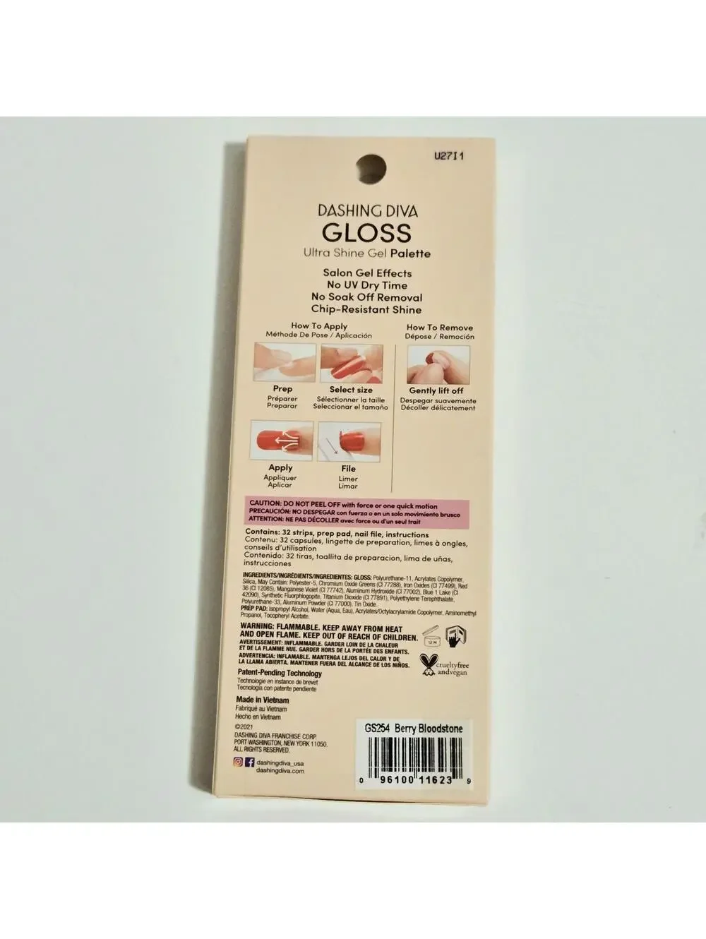 NEW Dashing Diva Gloss Ultra Shine Gel Nail 32 Strips Maroon Pink Gold